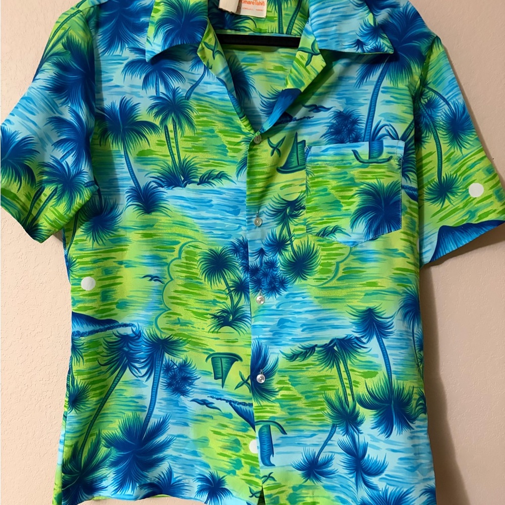 Vintage Pomeré Tahiti Men's Large Hawaiian 1970's Shirt
